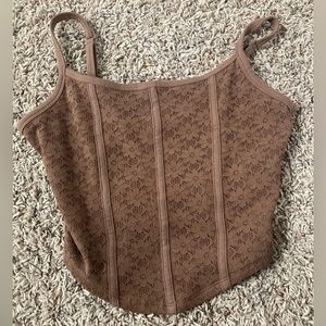 Hollister brown corset floral embroidered crop top
